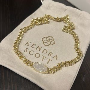 Kendra Scott Elisa Gold Chain Necklace Iridescent Drusy NWT